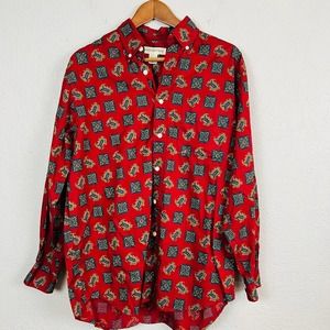 Vintage 90s Banana Republic Button Up Long Sleeve Shirt Paisley Print - S